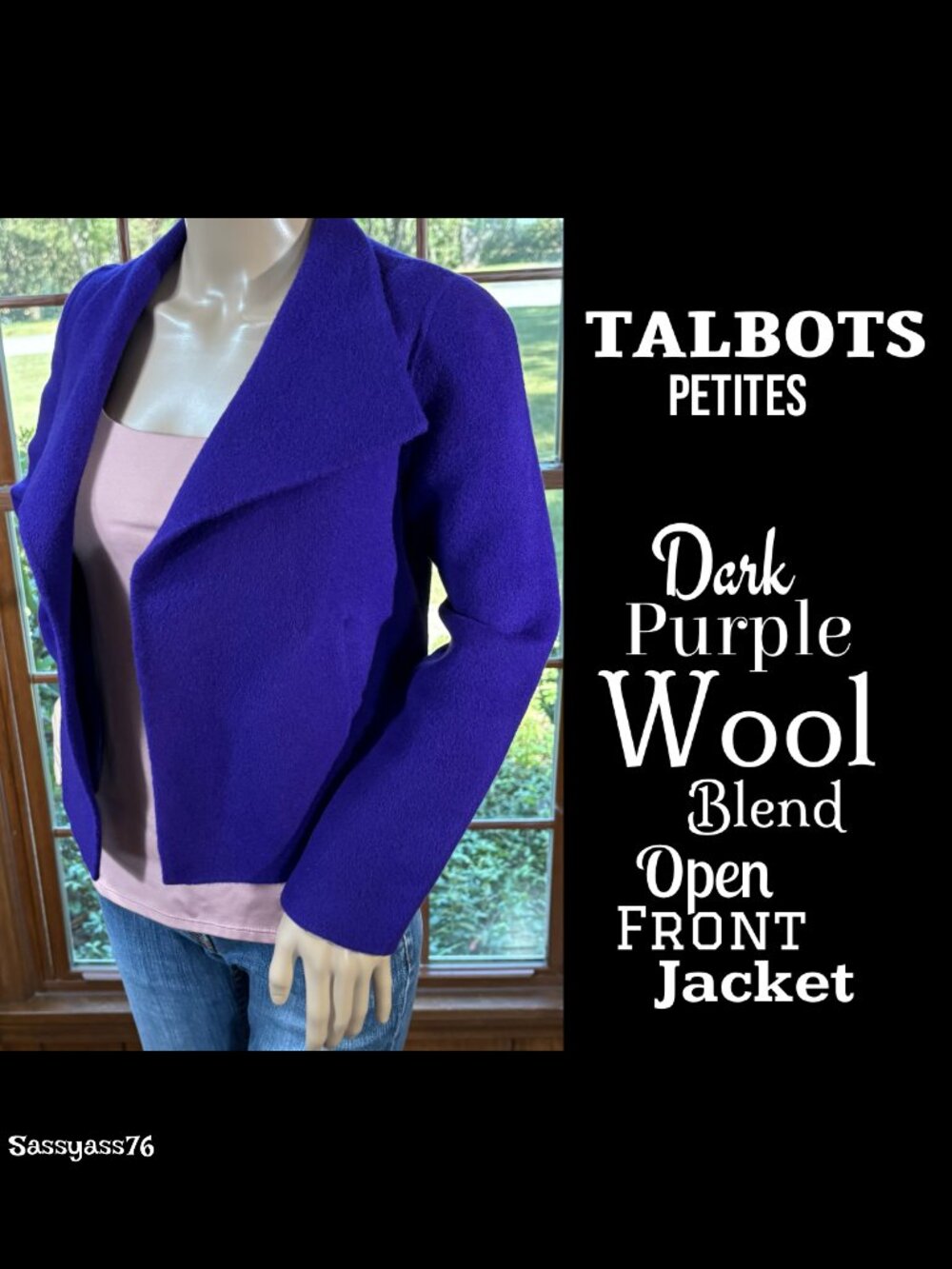 🆕TALBOTS PETITES▪️Dark Purple Wool Blend Open Front Jacket